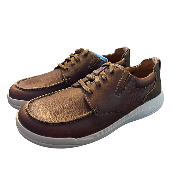 Clarks Shoes Clarks Mens Driftway Low Dark Tan Leather Boat Shoes